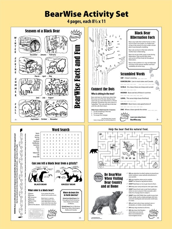 BearWise Facts & Fun 4-page Activity Set BearWise Facts & Fun 4-page Activity Set
