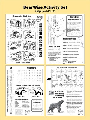 BearWise Facts & Fun 4-page Activity Set