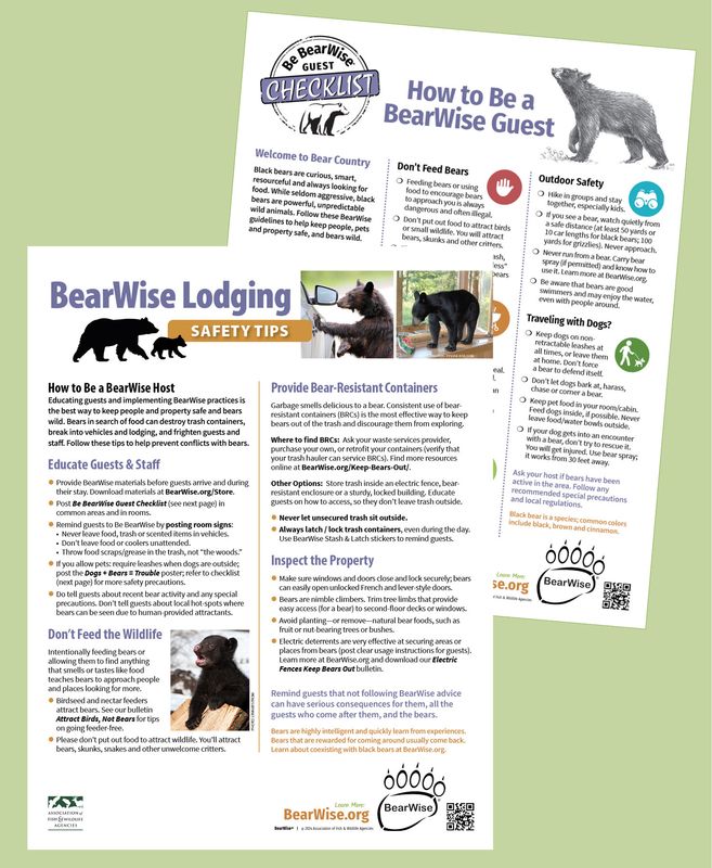 BearWise Host Set: Lodging Safety Tips & Guest Checklist BearWise Host Set: Lodging Safety Tips & Guest Checklist