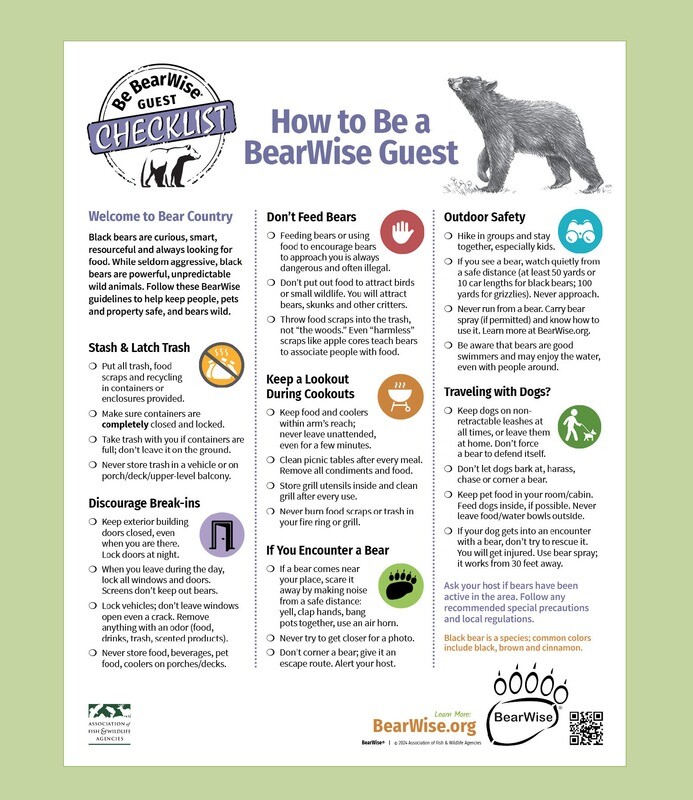 Checklist: How to Be a BearWise Guest Checklist: How to Be a BearWise Guest