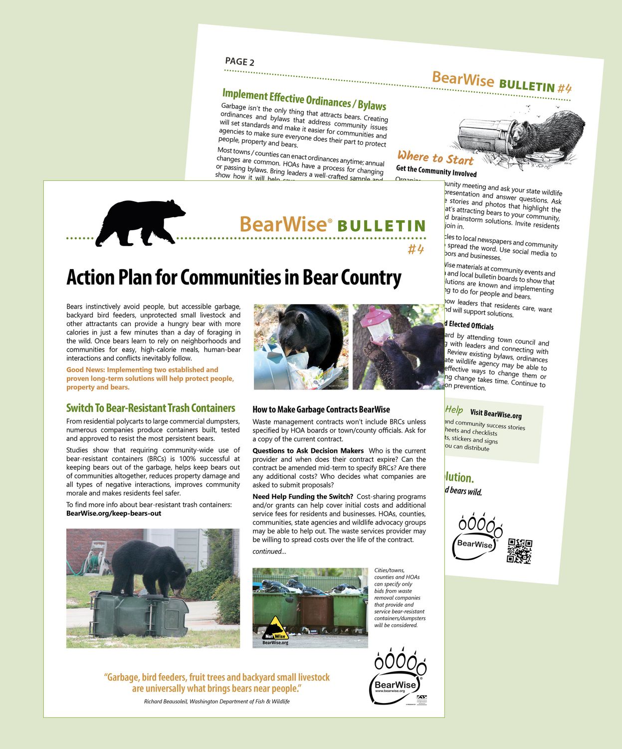 Action Plan for Communities in Bear Country (BearWise Bulletin #4) Action Plan for Communities in Bear Country (BearWise Bulletin #4)