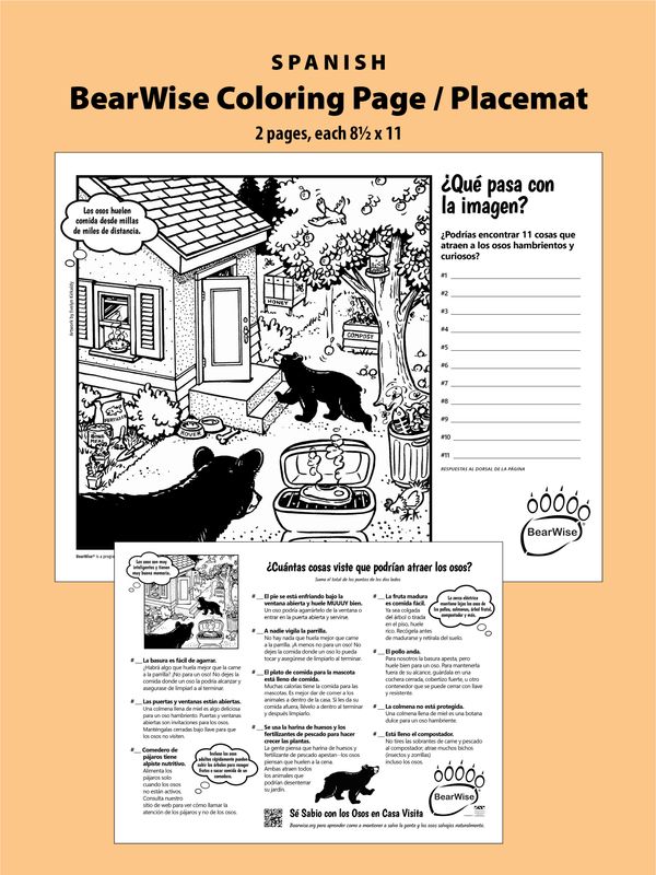 BearWise Spanish Coloring Page / Placemat BearWise Spanish Coloring Page / Placemat