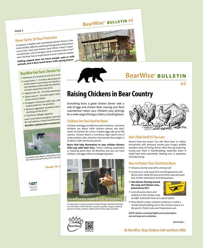 Raising Chickens in Bear Country (BearWise Bulletin #6) Raising Chickens in Bear Country (BearWise Bulletin #6)